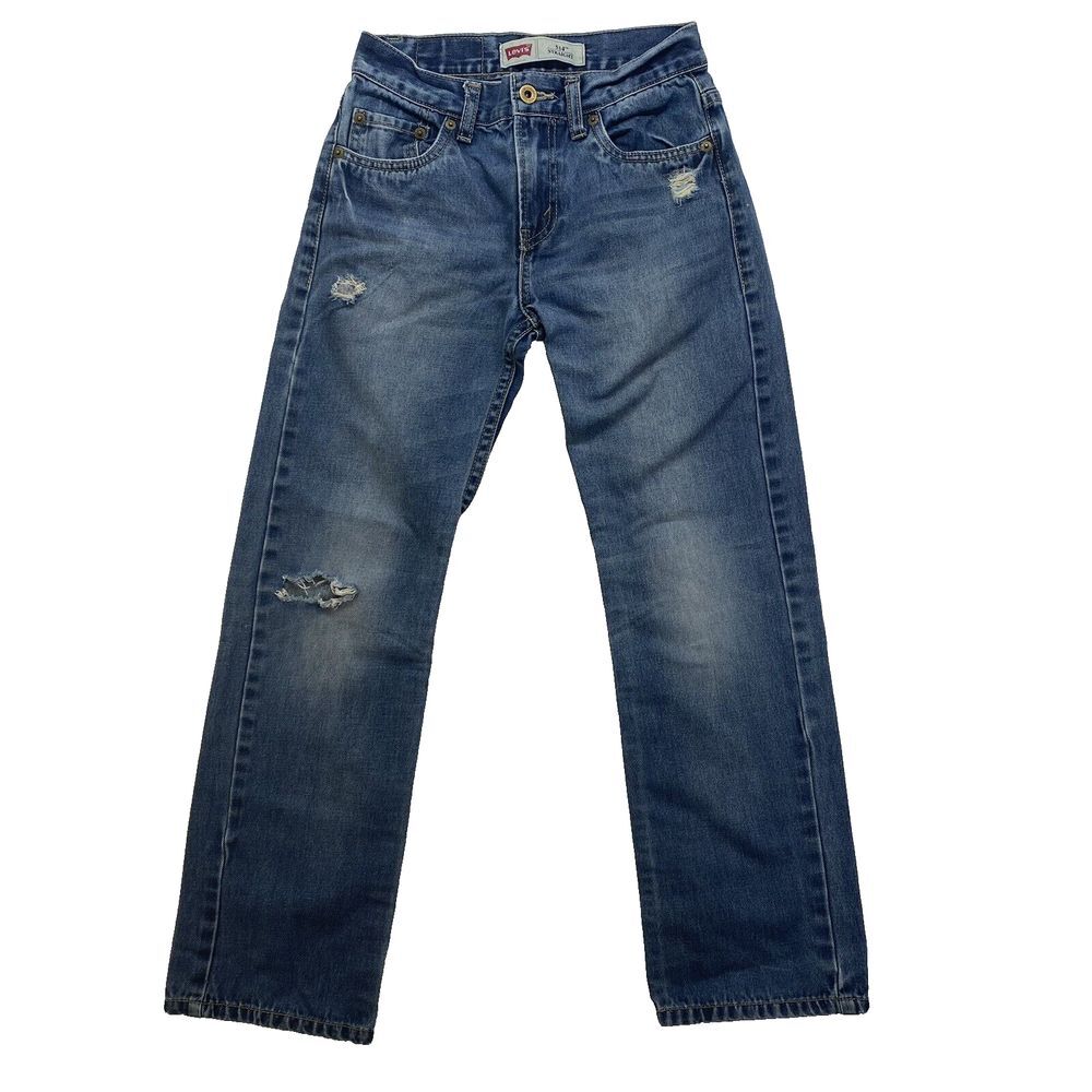 Levis 514 jeans slim straight Boys size 12 reg‎ denim medium wash - flaw